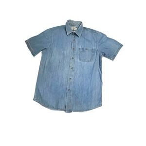 Outdoor‎ Life Button Up Short Sleeve Blue Denim Shirt Medium Outdoorsy Gorpcore